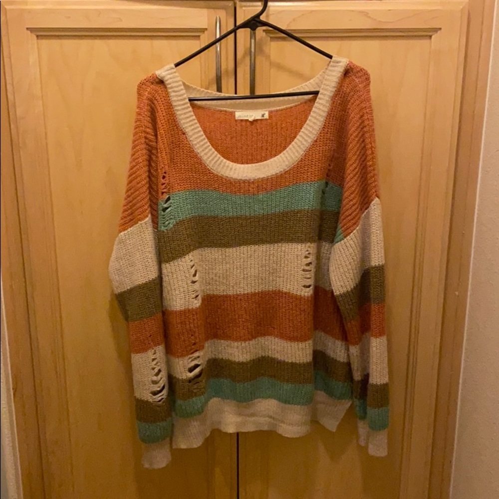Multicolor ripped sweater